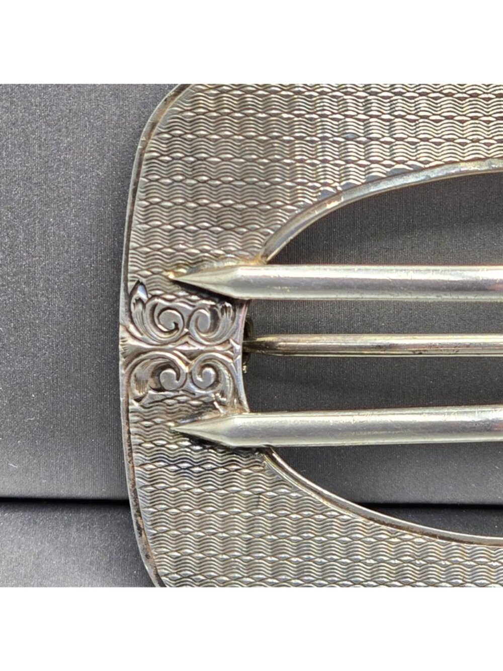 Antique Laurence Foss Sterling Silver Art Deco Sash Pin Buckle Brooch 2" - Picture 2 of 9
